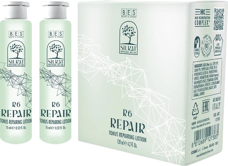 Lot de lotiune Silkat Repair R6 pentru par, 15 mililitri x 8 fiole-BESR.00030
