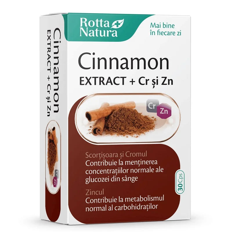 Cinnamon extract + Crom si Zinc, 30 cps-ROTT.00214
