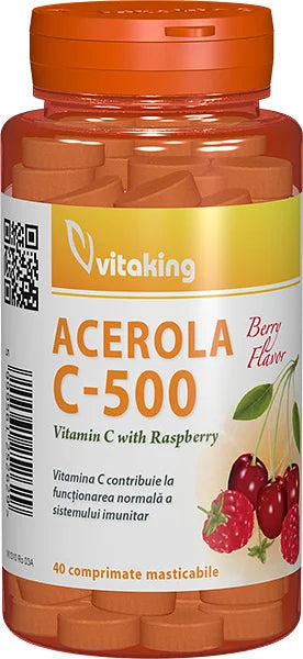Vitamina C cu acerola, 40 comprimate masticabile-VITA.00187