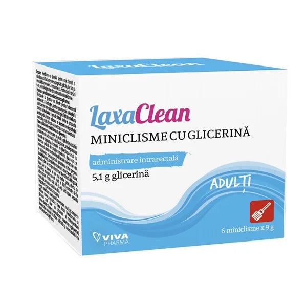Miniclisme cu glicerina 5,1 gr, pentru adulti, 6 buc, Laxaclean-VITA.00210