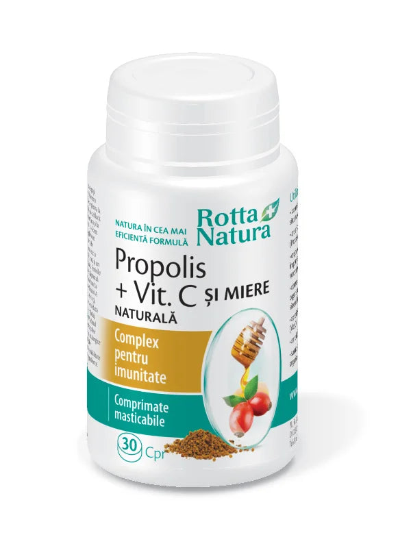Propolis + Vitamina C naturala + Miere, 30 cpr masticabile-ROTT.00192