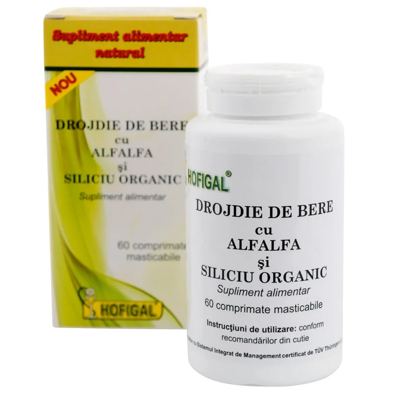 Drojdie de Bere + Alfalfa & Siliciu Organic, 60 comprimate masticabile-HOFI.00349