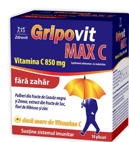 Gripovit Max C, Vitamina C 850 mg, fara zahar, 10 dz-ZDRO.00543