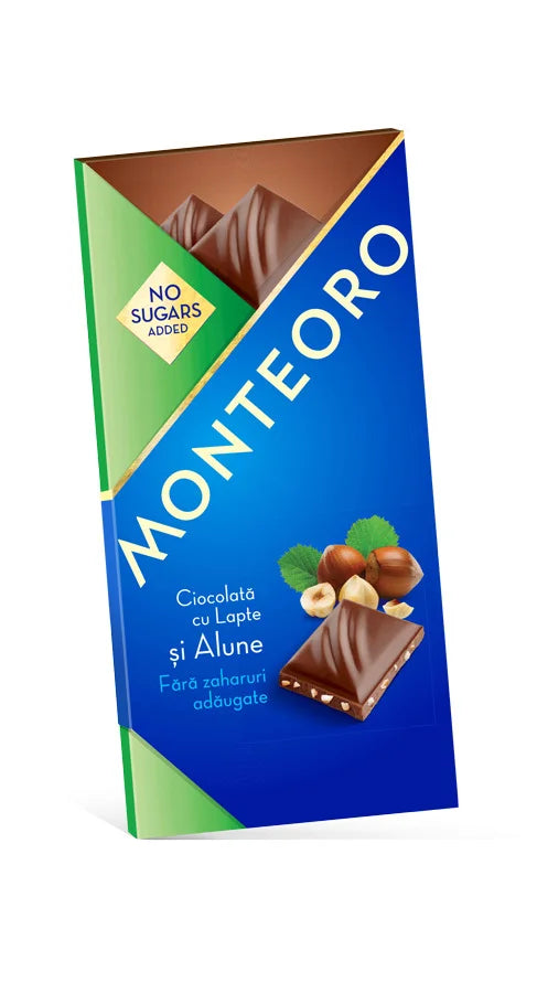 Ciocolata cu lapte si alune, fara zahar „Monteoro”, 90 gr-SLYD.00031