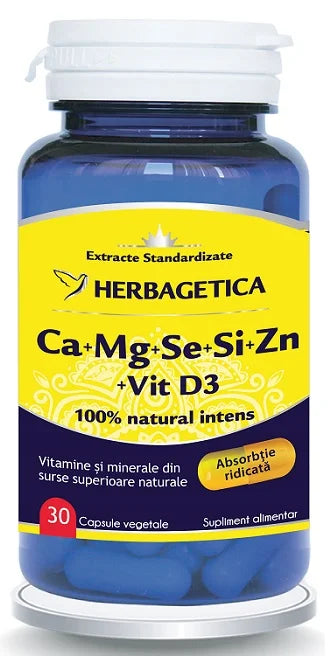 Ca + Mg + Se + Si + Zn (Organice) cu D3, 30 cps-HERB.01033