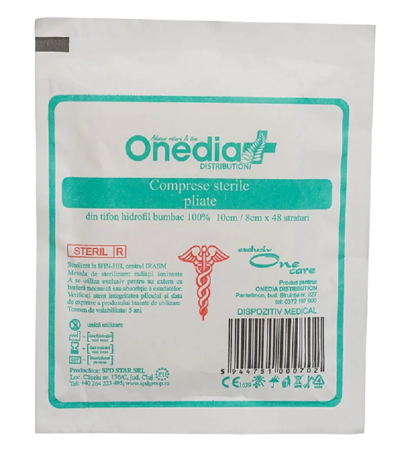 Comprese sterile pliate, 10 cm x 8 cm, 48 straturi-ONED.00192