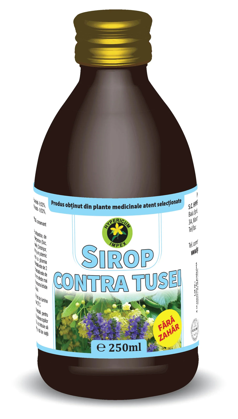 Sirop contra Tusei Fara Zahar, 250 ml (Sticla)-HYPE.00321