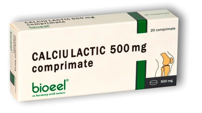 Calciu lactic 500 mg, 20 comprimate-BIOE.00031