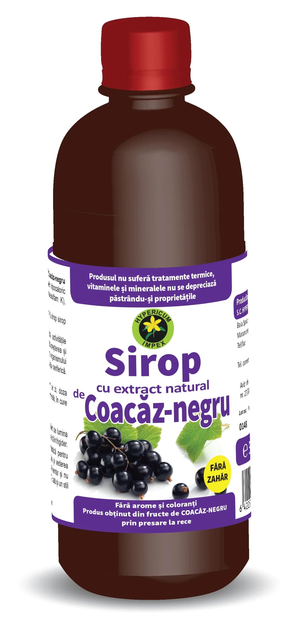 Sirop de Coacaz Negru Fara Zahar, 500 ml-HYPE.00133