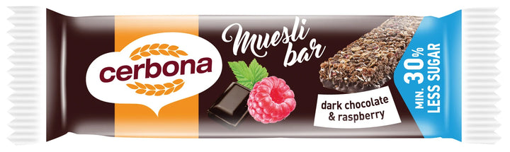 Baton musli cu ciocolata neagra si zmeura fara zahar 20 gr-CERB.00001
