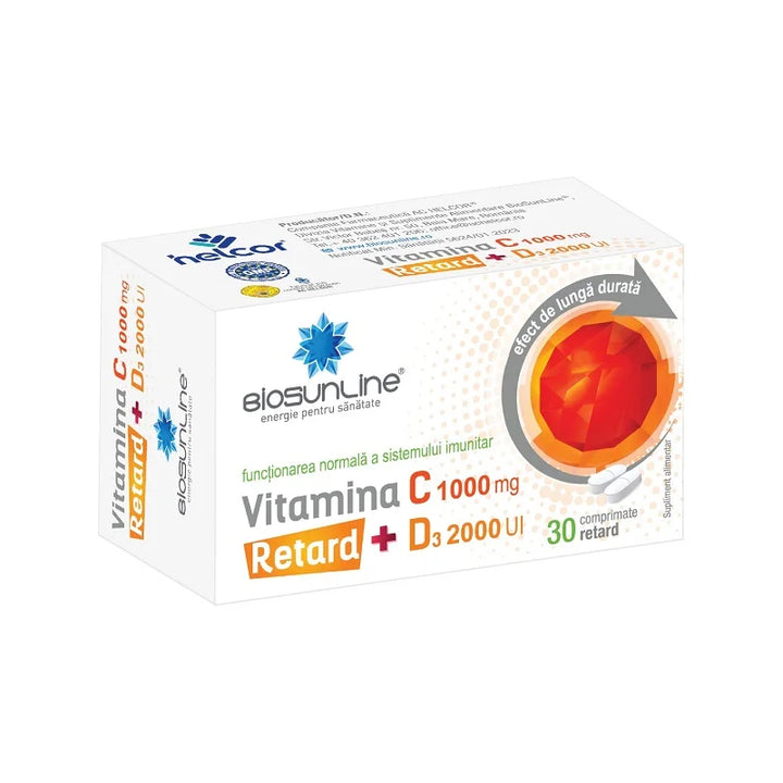 Vitamina C 1000 mg retard cu D3 2000 UI, 30 comprimate-HELC.00178