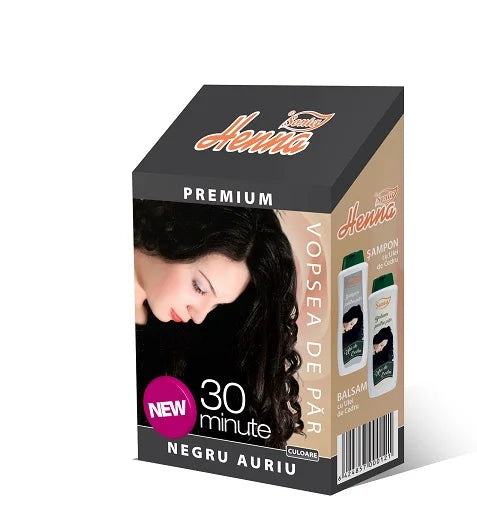 Henna Premium Negru Auriu, 60 g-HENN.00014