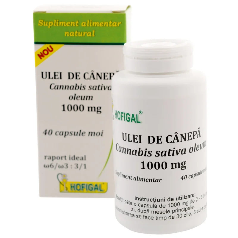 Ulei de Canepa 1000 mg, 40 capsule moi-HOFI.00317