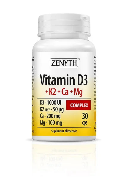 Vitamina D3 + K2 + Ca + Mg Complex, 30 cps-ZENY.00125