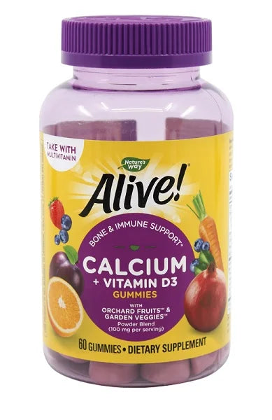 Alive! Calcium + D3 Gummies, 60 jeleuri-SECO.00479