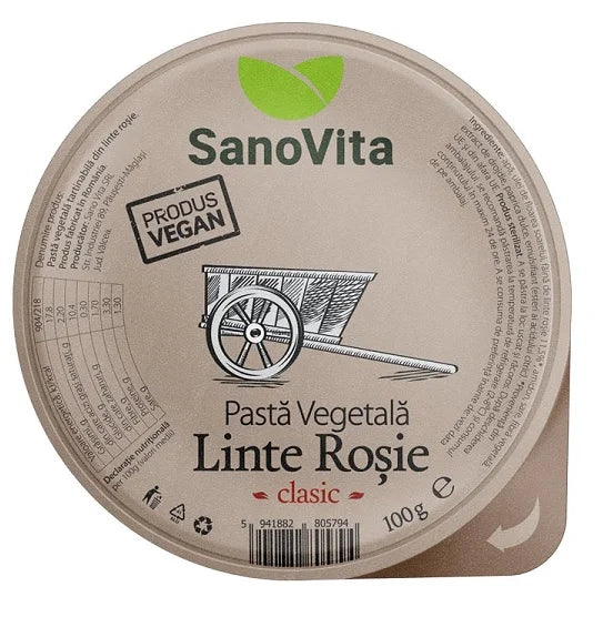 Pasta vegetala din linte rosie clasic, 100 gr-SANO.00238