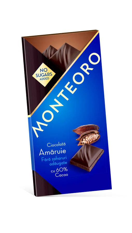 Ciocolata amaruie fara zahar „Monteoro”, 90 gr-SLYD.00025