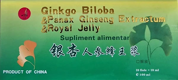Ginkgo Biloba si Ginseng si Royal Jelly, 10 ml x 10 fiole-NATD.00013