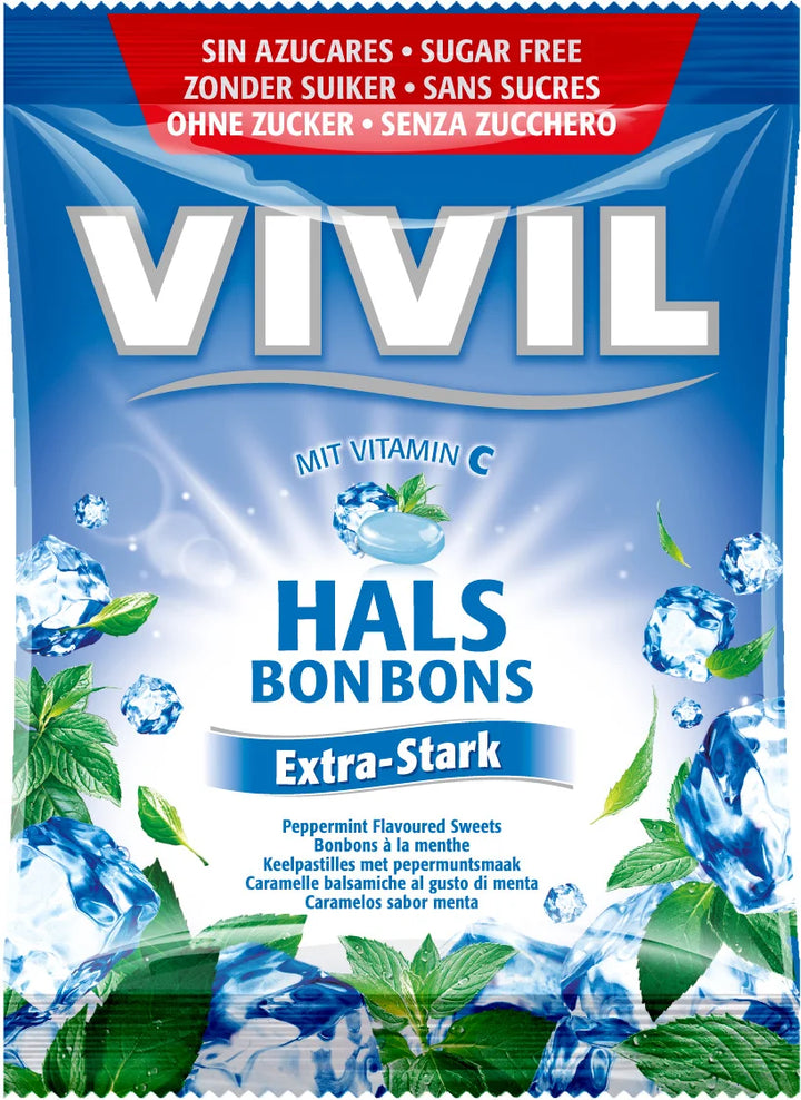 Bomboane menta cu Vitamina C, fara zahar (Extra Stark) Vivil, 60 gr-VIVI.00027
