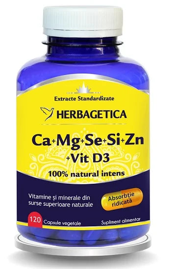 Ca + Mg + Se + Si + Zn (Organice) cu D3, 120 cps-HERB.01035