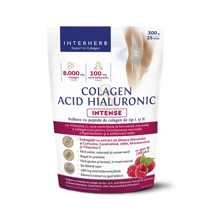 Colagen & Acid Hialuronic, Aroma Zmeura (Pulbere), 300 g-INTE.00222