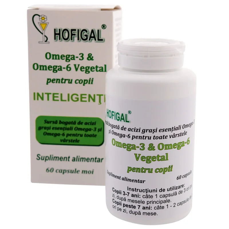 Omega 3 & Omega 6 Vegetal pentru Copii, 60 capsule moi-HOFI.00277