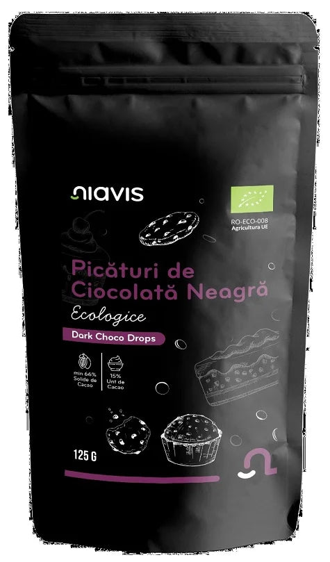 Picaturi Ciocolata Neagra Bio, 125 g-NIAV.00147