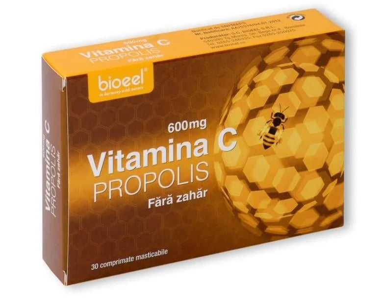 Vitamina C + Propolis fara zahar 600 mg, 30 comprimate-BIOE.00127