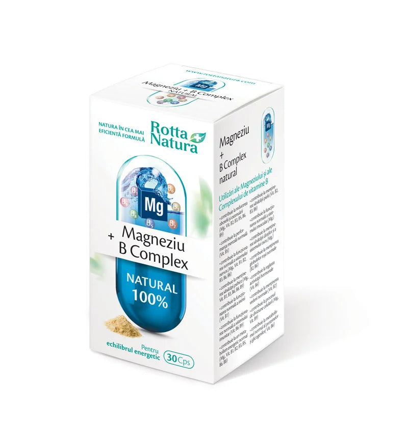 Magneziu + B Complex natural, 30 cps-ROTT.00130