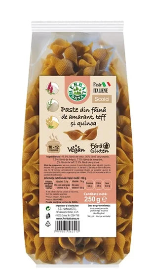 Paste Scoici cu Faina de Amarant, Teff & Quinoa, 250 g-HERB.01503