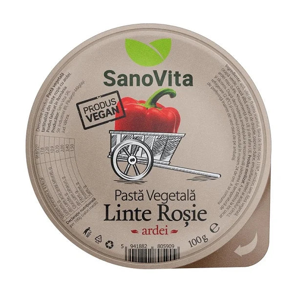 Pasta vegetala din linte rosie & ardei, 100 gr-SANO.00227