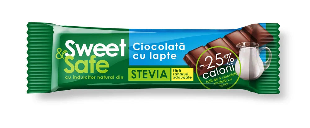 Ciocolata cu lapte si indulcitor Stevia, 25 gr (Sweet & Safe)-SLYD.00033