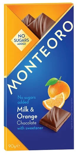 Ciocolata cu lapte & portocale, fara zahar „Monteoro”, 90 gr-SLYD.00058