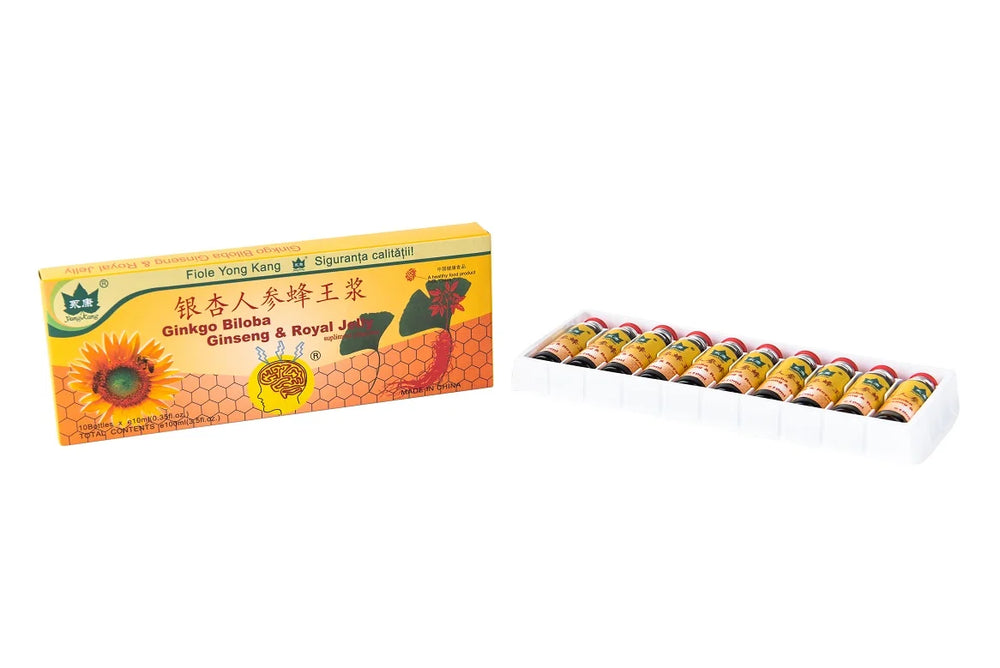 Ginkgo Biloba + Ginseng + Royal Jelly, 10 fiole × 10 ml (YK)-YONG.00009