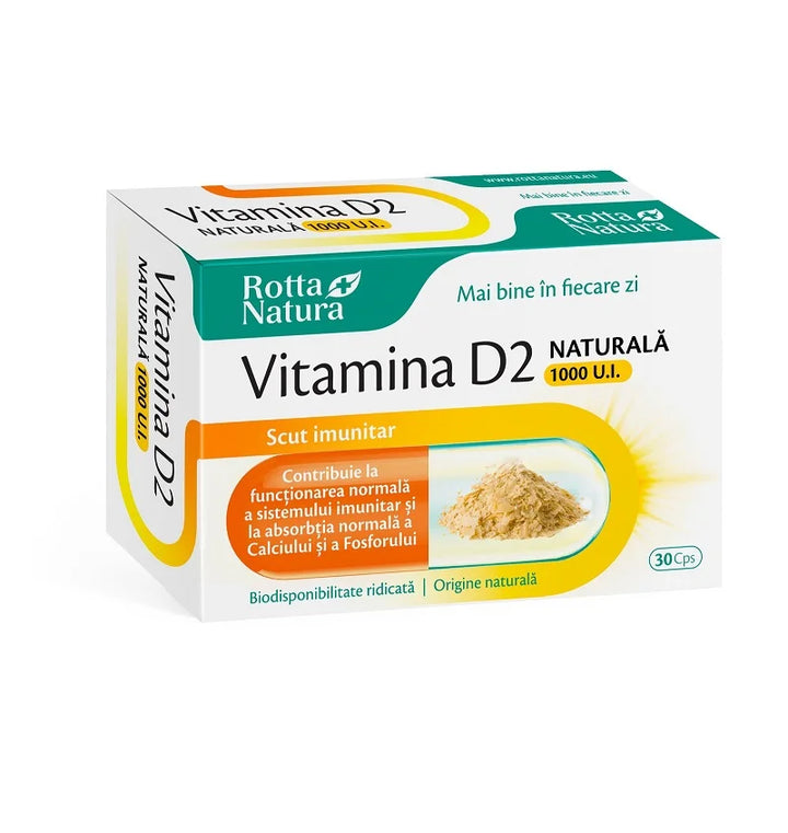 Vitamina D2 naturala 1000 UI, 30 cps-ROTT.00217