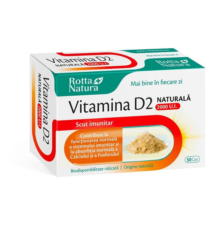 Vitamina D2 naturala 2000 UI, 30 cps-ROTT.00218