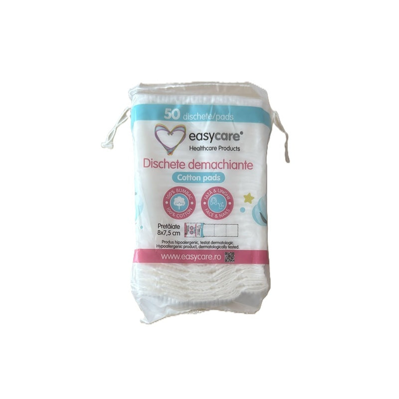 Dischete demachiante patrate pretaiate 8*7,5cm 50buc - Easy Care