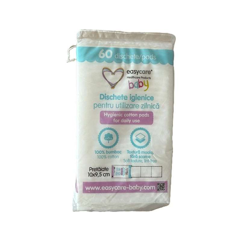Dischete igienice patrate pretaiate bebelusi si copii 10*9,5cm 60buc - Easy Care Baby