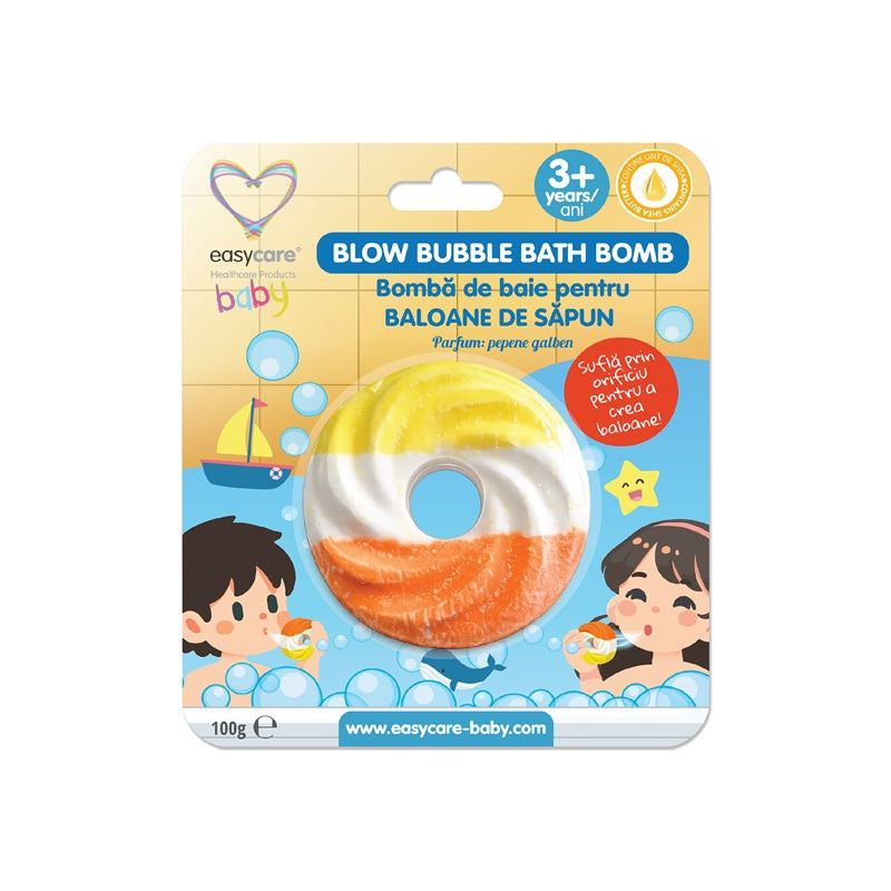 Bombă de baie spumantă Disc cu aromă de pepene galben, 100g - Easy Care Baby