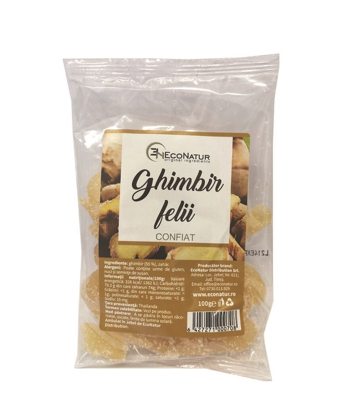 Ghimbir felii confiat 100gr - Eco Natur