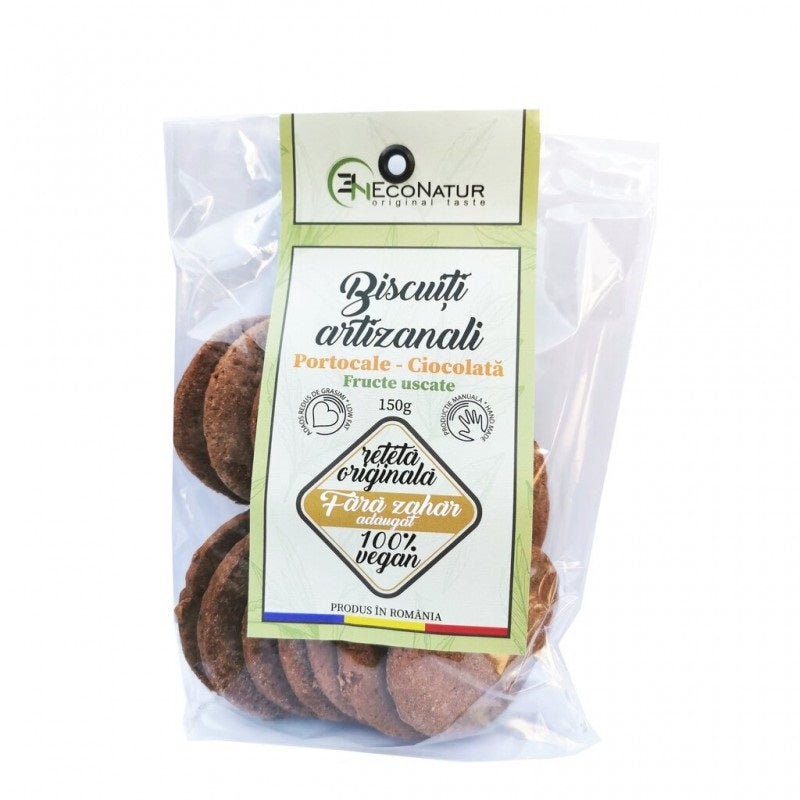 Biscuiti artizanali portocale&cioc. f.zahar 150gr - Eco Natur