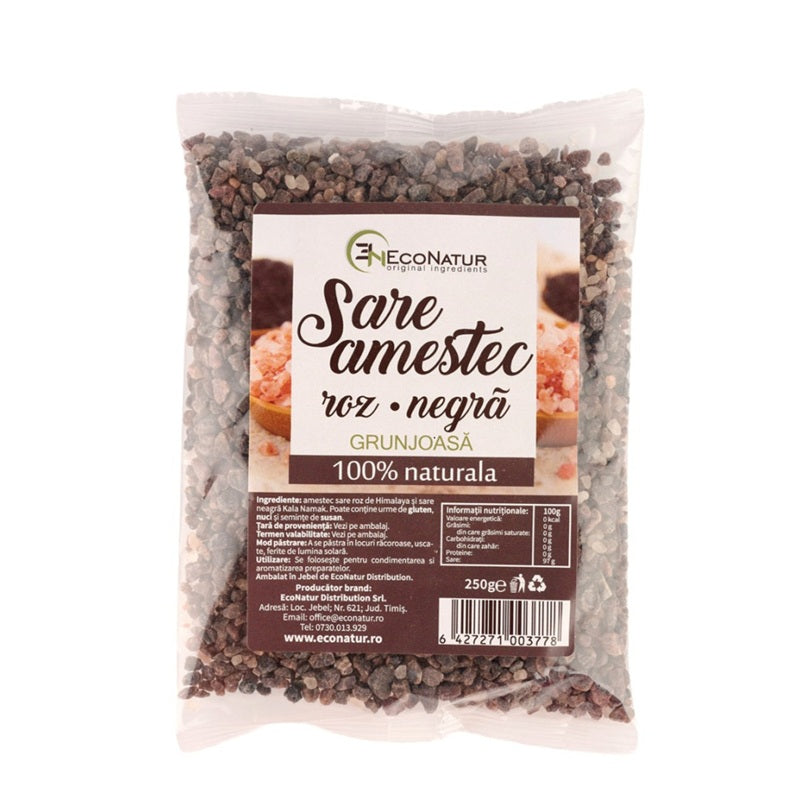Amestec sare grunjoasa roz si neagra kala namak 250gr - Eco Natur