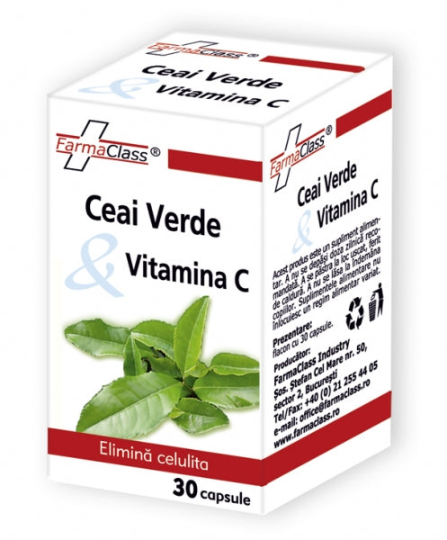 Ceai Verde + Vitamina C, 30 capsule-FARM.00027