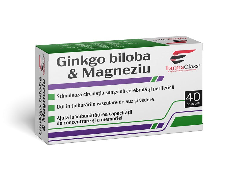 Ginkgo biloba & magneziu (40 capsule) – Farma Class - Ginkgo biloba, magneziu