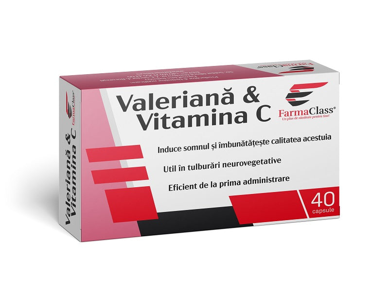 Valeriană & vitamina C (40 capsule) – Farma Class - Valeriană, vitamina C