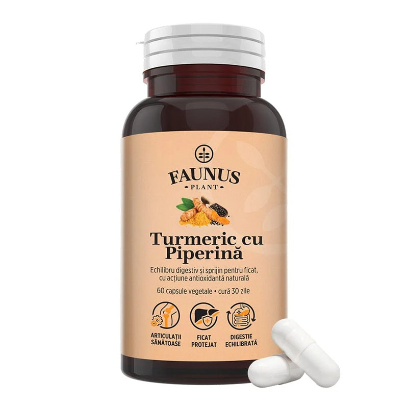 Turmeric cu Piperina, 60 capsule vegetale - Faunus Plant