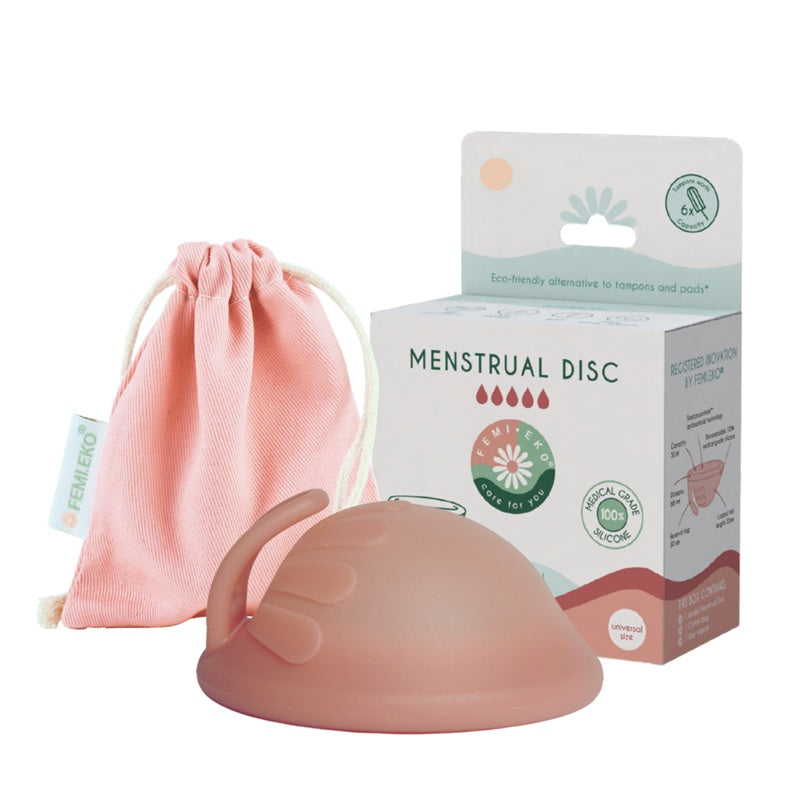 Disc menstrual, 100% silicon medical, reutilizabil, biocompatibil, roz, Universal - FemiEko