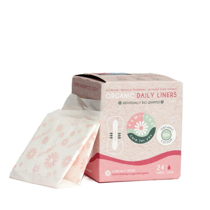 Absorbante zilnice din bumbac organic, ultra-subtiri, 24 buc - FemiEko