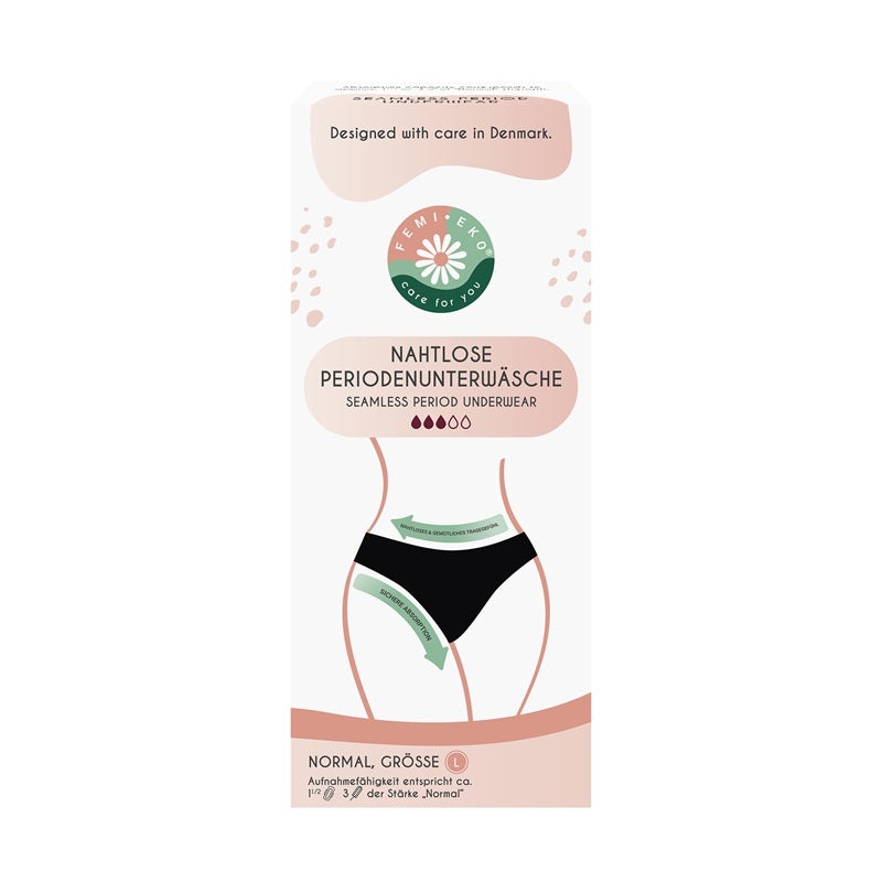 Chiloti menstruali absorbtie moderata Seamless negru Low - FemiEko