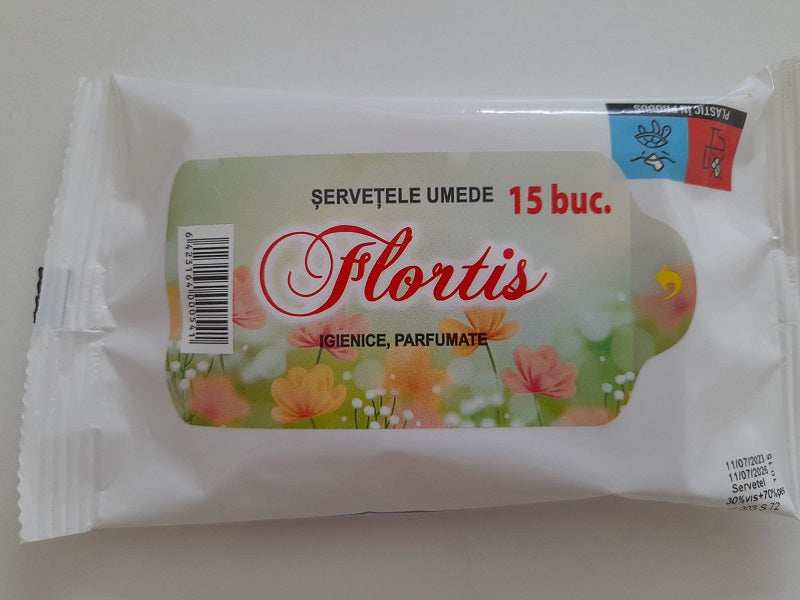 servetele Umede Parfumate Flortis, 15 buc-FLMG.00003